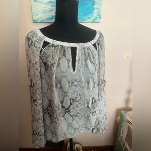 Jennifer Lopez Black and Gray Snake Print Blouse